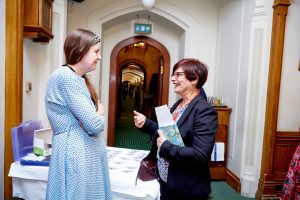 Bristol West MP Thangam Debonnaire talking with Dr Maria Sobczyk at a parliamentary reception. 